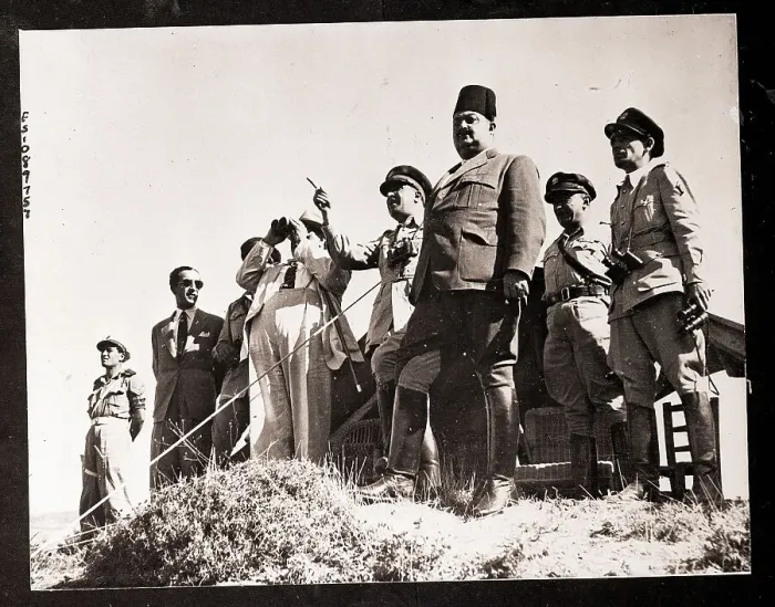 Framed Print : Bechara El Khoury on Battlefield with Officers Framed Print : Bechara El Khoury on Battlefield with Officers