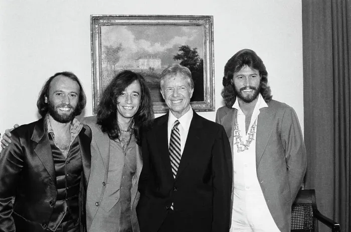 Framed Print : The Bee Gees Pose With President Carter Framed Print : The Bee Gees Pose With President Carter