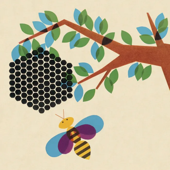 Framed Print : Bee and Honeycomb in Tree