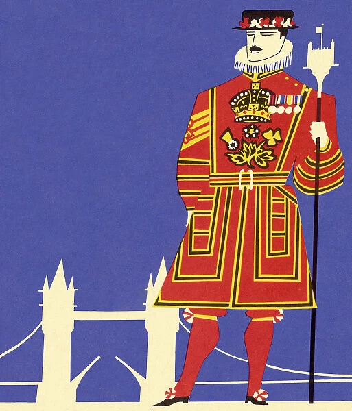 Beefeater Guard and Tower Bridge