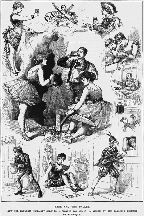 Framed Print : Beer and the Ballet Newspaper Illustration Framed Print : Beer and the Ballet Newspaper Illustration