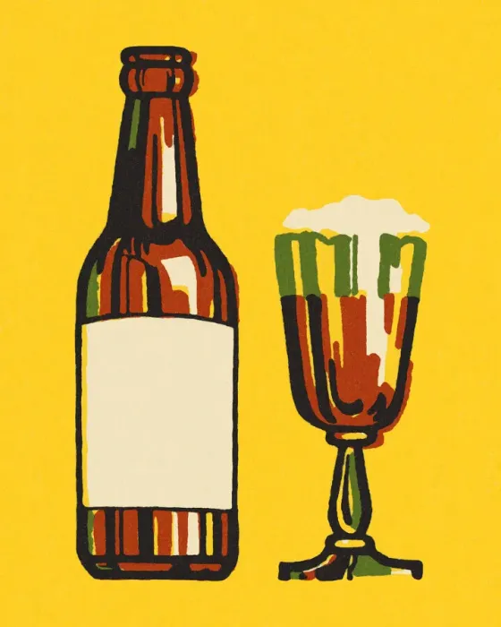 Framed Print : Beer Bottle and Glass
