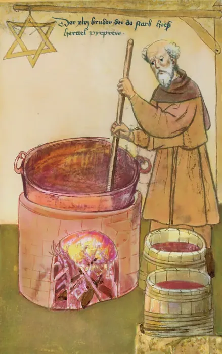 Framed Print : Beer Brewer Stirring His Concoction Framed Print : Beer Brewer Stirring His Concoction