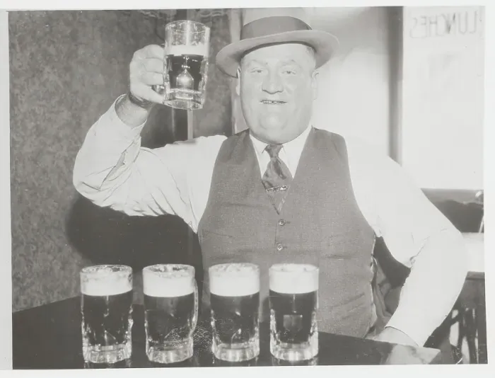 Framed Print : Beer Drinking Champion with Beer in Mugs Framed Print : Beer Drinking Champion with Beer in Mugs