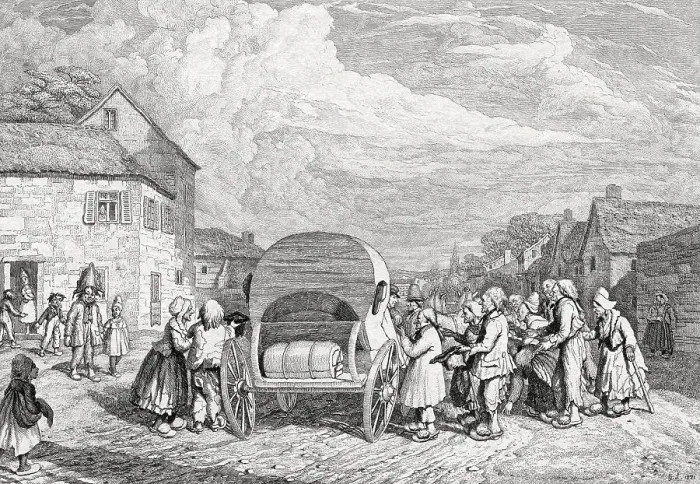 Framed Print : Beggars Surrounding Carriage Framed Print : Beggars Surrounding Carriage