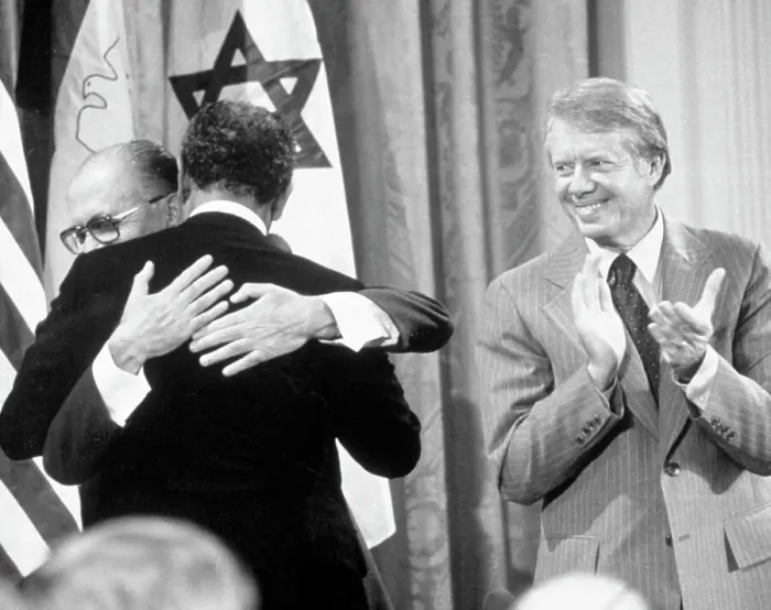 Framed Print : Begin, Sadat and Carter at White House