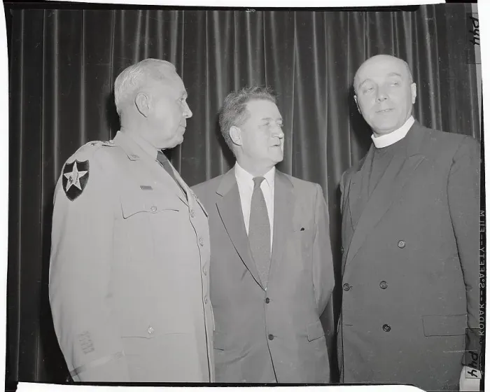 Framed Print : Bela Varga Standing with Charles Kersten and John Stokes Framed Print : Bela Varga Standing with Charles Kersten and John Stokes