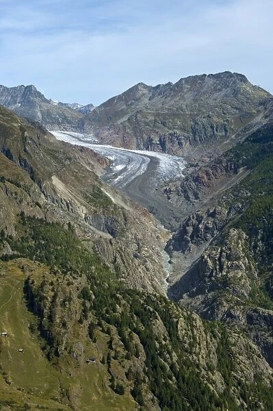 Belalp tourism region, with views of Aletsch Glacier, Strahlhorn, Eggishorn and Bettmerhorn, Bernese Alps, Canton of Valais, Switzerland