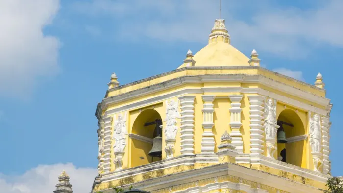 Framed Print : Belfry at Colonial church of Nuestra SeAnora de la Merced, Antigua, Guatemala