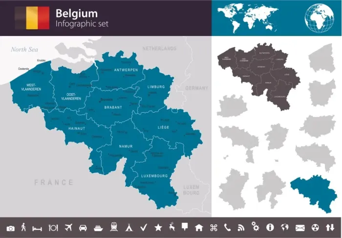 Framed Print : Belgium - Infographic map - illustration Framed Print : Belgium - Infographic map - illustration