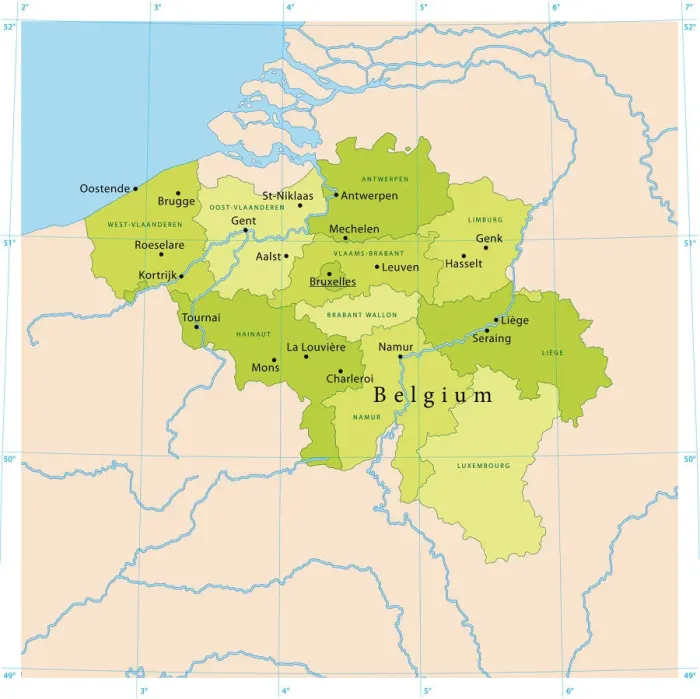 Framed Print : Belgium Vector Map