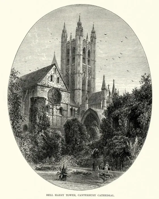 Framed Print : Bell Harry Tower, Canterbury Cathedral, 19th Century Framed Print : Bell Harry Tower, Canterbury Cathedral, 19th Century