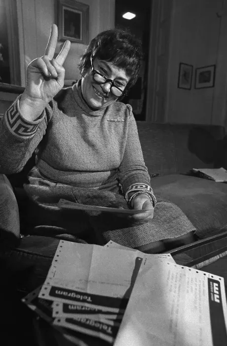 Framed Print : Bella Abzug Giving Victory Sign Framed Print : Bella Abzug Giving Victory Sign