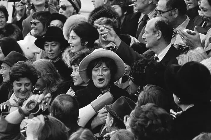 Framed Print : Bella Abzug Shouting with Demonstrators