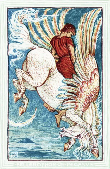 Framed Print : Bellerophon On Pegasus, Color Illus Framed Print : Bellerophon On Pegasus, Color Illus