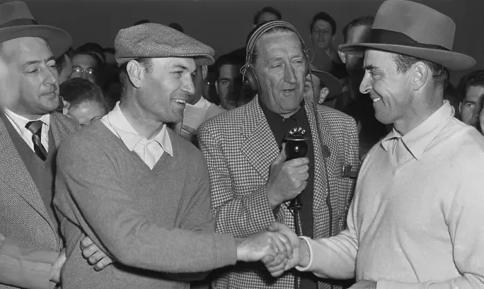 Framed Print : Ben Hogan Congratulating Sam Snead Framed Print : Ben Hogan Congratulating Sam Snead