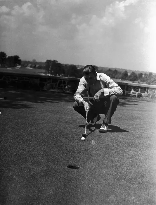 Framed Print : Ben Hogan Measuring Putt Framed Print : Ben Hogan Measuring Putt