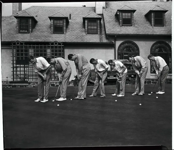 Framed Print : Ben Hogan and Other Pro Golfers Practicing Framed Print : Ben Hogan and Other Pro Golfers Practicing