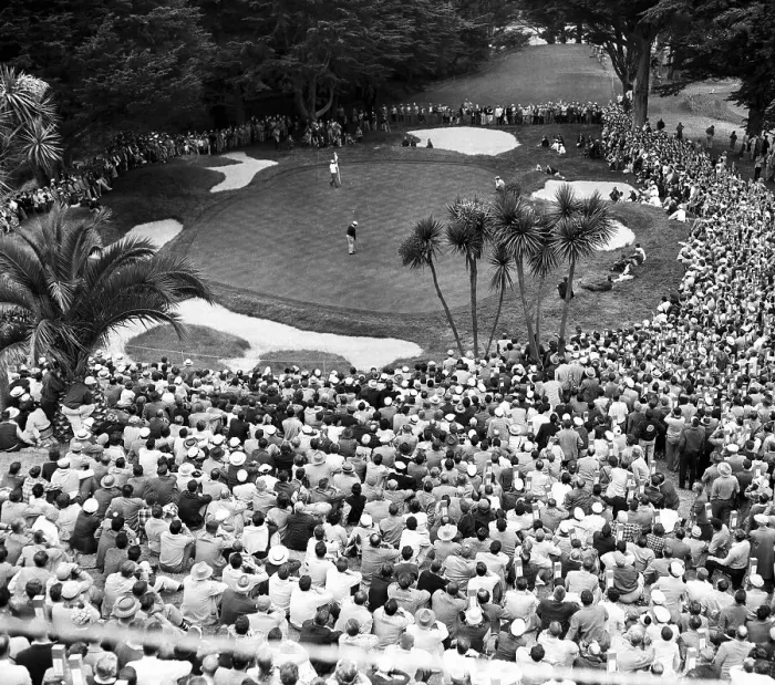 Framed Print : Ben Hogan Putting on Fairway Framed Print : Ben Hogan Putting on Fairway