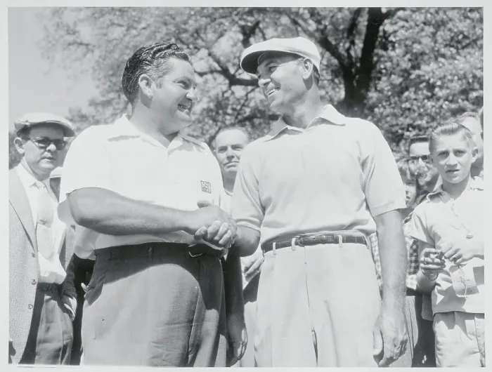 Framed Print : Ben Hogan Shaking Hands with Ed Oliver Framed Print : Ben Hogan Shaking Hands with Ed Oliver