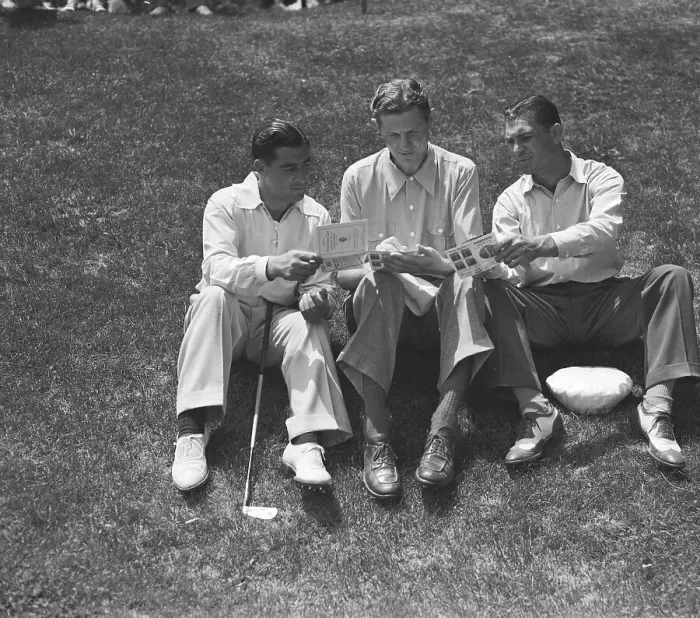 Framed Print : Ben Hogan Sitting on Green With Other Golfers Framed Print : Ben Hogan Sitting on Green With Other Golfers