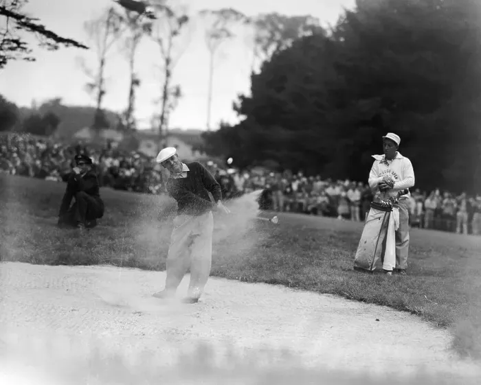 Framed Print : Ben Hogan Swinging in Sand Trap