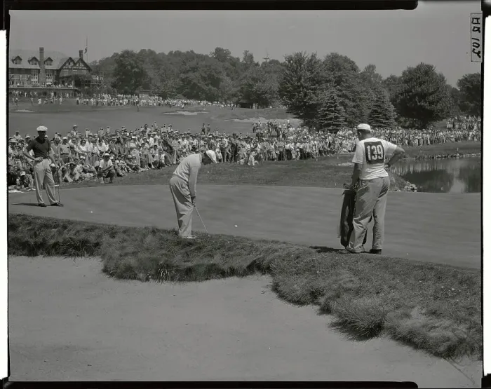 Framed Print : Ben Hogan Swinging from Sandtrap