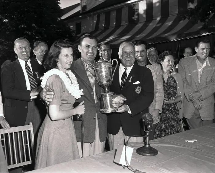 Framed Print : Ben Hogan with Wife and Trophy