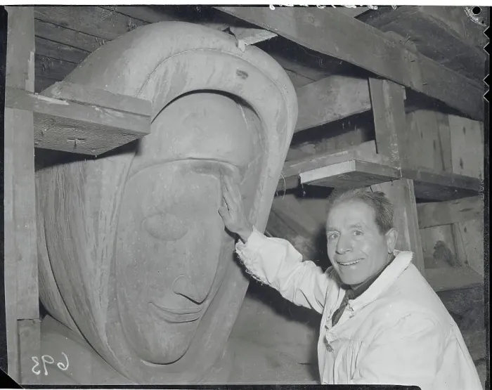Framed Print : Beniamino Bufano Touching Face of Sculpture Framed Print : Beniamino Bufano Touching Face of Sculpture