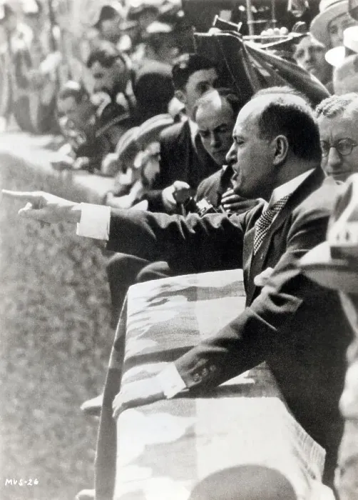 Framed Print : Benito Mussolini Pointing at Rally Framed Print : Benito Mussolini Pointing at Rally