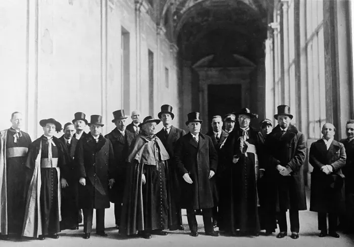 Framed Print : Benito Mussolini Posing with Church Dignitaries Framed Print : Benito Mussolini Posing with Church Dignitaries