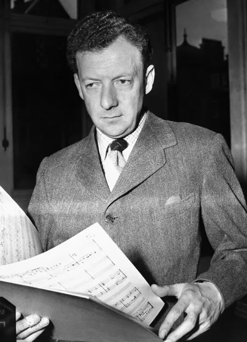 Framed Print : Benjamin Britten Looks Over The Score Framed Print : Benjamin Britten Looks Over The Score