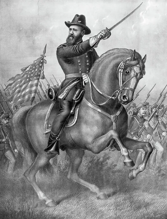 Framed Print : Benjamin Harrison Riding Horse / Civil War Framed Print : Benjamin Harrison Riding Horse / Civil War