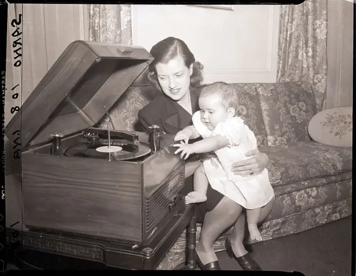 Framed Print : Benny Goodman's Wife & Child At Home Framed Print : Benny Goodman's Wife & Child At Home