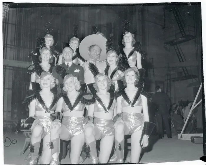Framed Print : Benny Rubin and Leo Carrillo Standing With Chorus Girls Framed Print : Benny Rubin and Leo Carrillo Standing With Chorus Girls