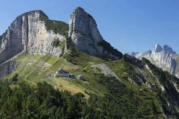 Berggasthaus Stauberen mountain guesthouse in the Alpstein Range, Appenzell, Switzerland, Europe, PublicGround