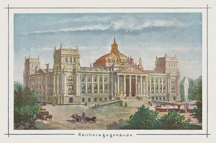 Framed Print : Berlin Reichstag building, Germany, three-colour halftone printing, published in 1895 Framed Print : Berlin Reichstag building, Germany, three-colour halftone printing, published in 1895