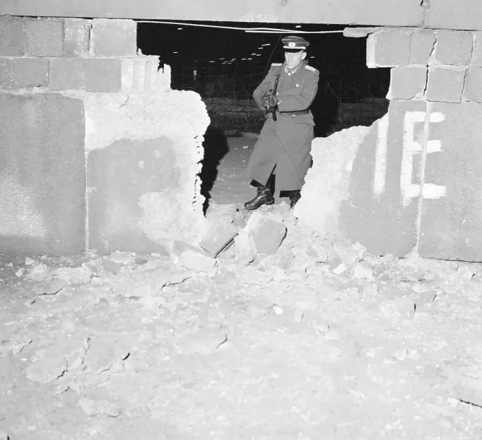 Framed Print : Berlin Soldier Canvassing Wall Area