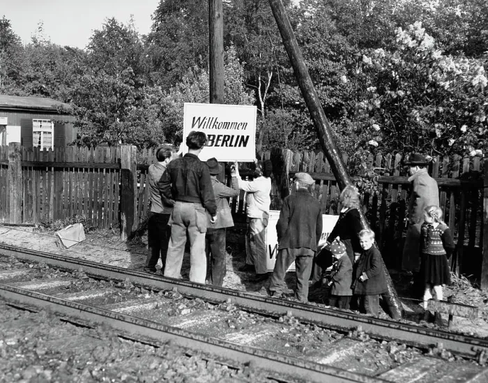 Framed Print : Berliners Await End Of Blockade Framed Print : Berliners Await End Of Blockade
