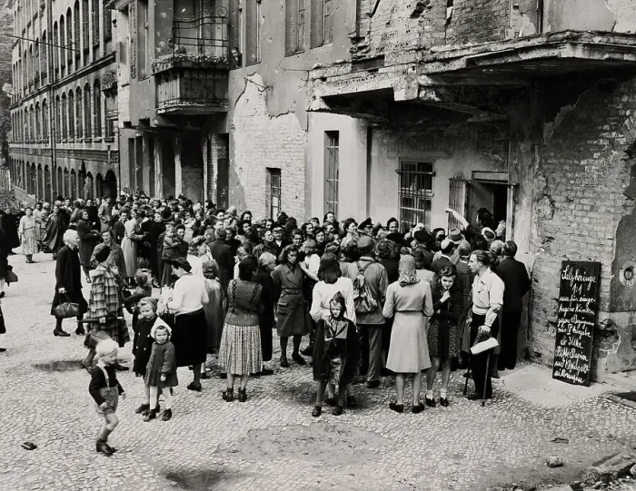 Framed Print : Berliners Queueing For Food Framed Print : Berliners Queueing For Food