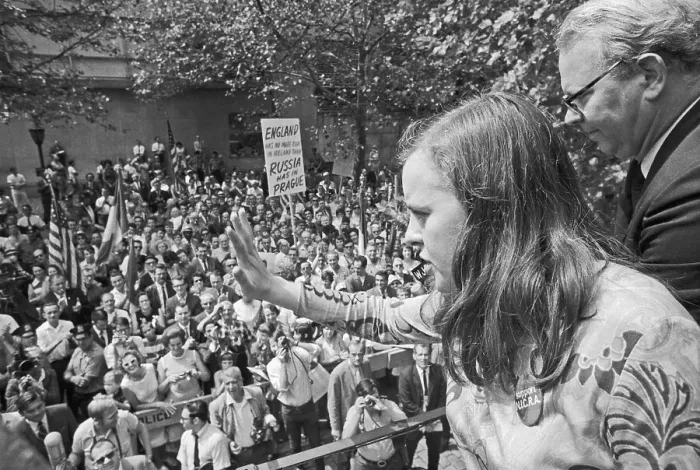 Framed Print : Bernadette Devlin at Anti-British Rally in New York Framed Print : Bernadette Devlin at Anti-British Rally in New York