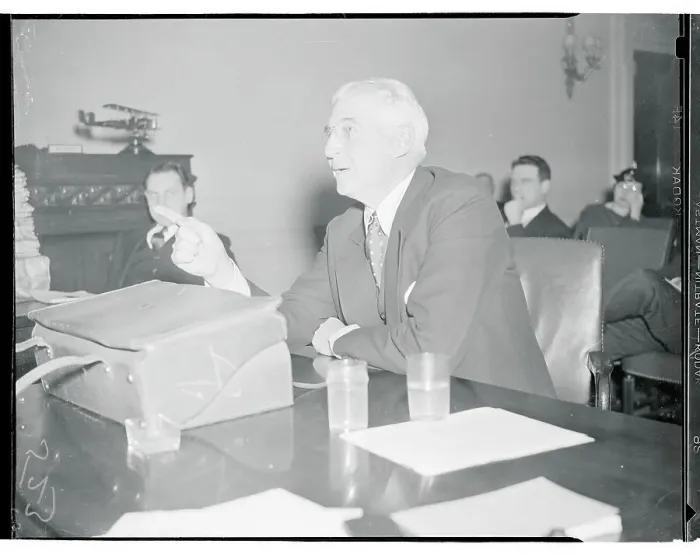 Framed Print : Bernard Baruch Speaking During House Military Hearing