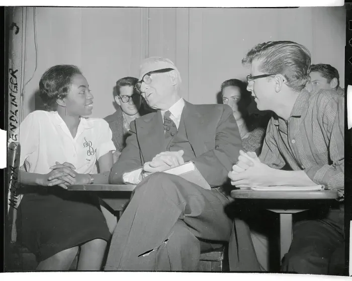 Framed Print : Bernard Baruch Talking with Students Framed Print : Bernard Baruch Talking with Students
