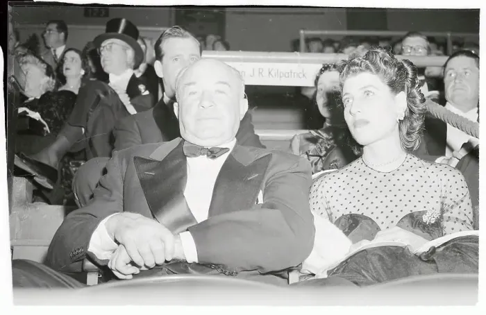 Framed Print : Bernard Gimbel Sitting with Daughter and Son in Law at Races Framed Print : Bernard Gimbel Sitting with Daughter and Son in Law at Races