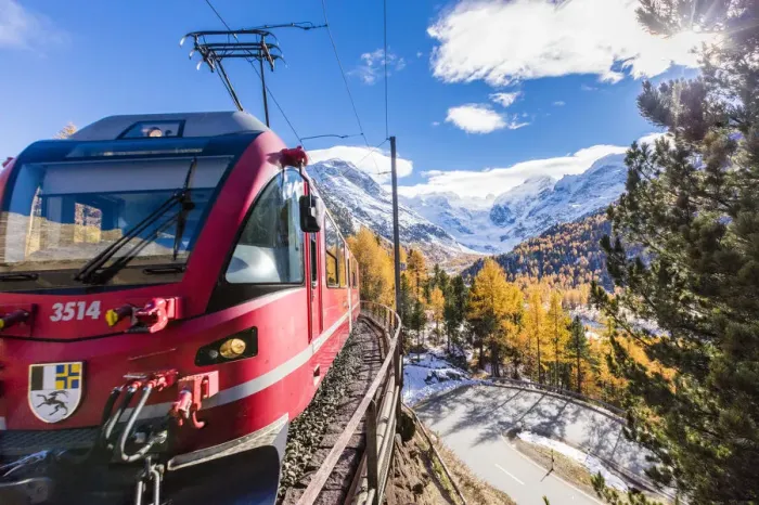 Framed Print : Bernina Express train Switzerland Framed Print : Bernina Express train Switzerland