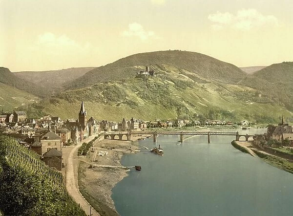 Bernkastel-Kues an der Moselle, Rhineland-Palatinate, Germany, Historic, Photochrome print from the 1890s