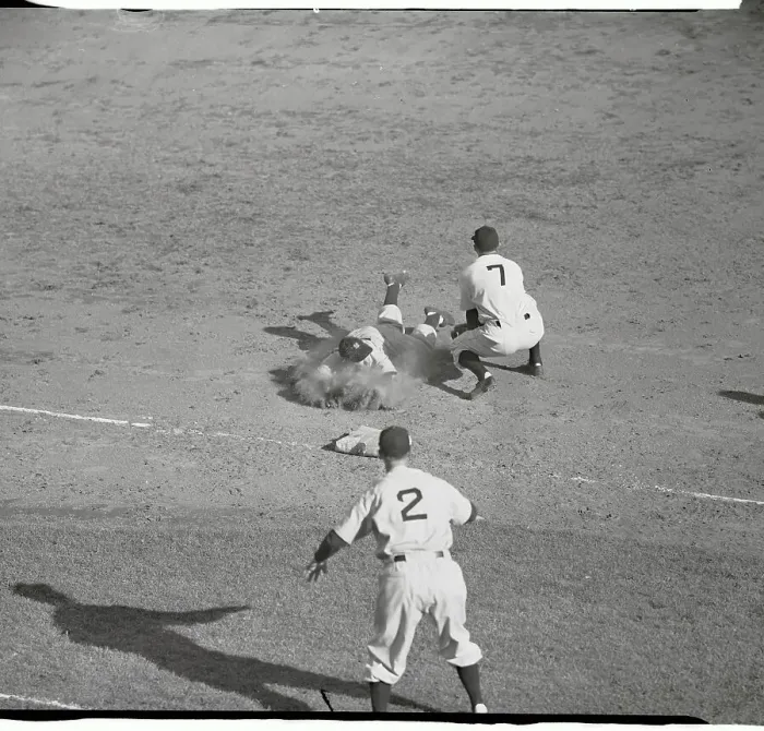 Framed Print : Berra Sliding into Third Base Framed Print : Berra Sliding into Third Base