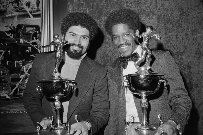 Framed Print : Bert Bell Memorial Award Winners Holding Trophies Framed Print : Bert Bell Memorial Award Winners Holding Trophies