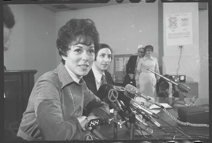 Framed Print : Bess Myerson at News Conference Framed Print : Bess Myerson at News Conference
