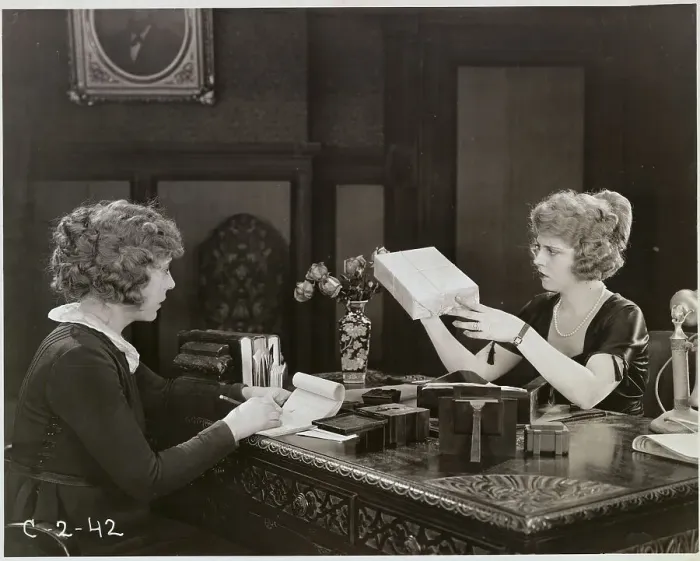 Framed Print : Bessie Barriscale Examining Package Framed Print : Bessie Barriscale Examining Package